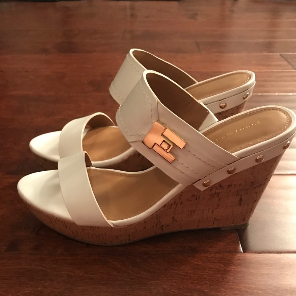 Tommy Hilfiger White cork wedges